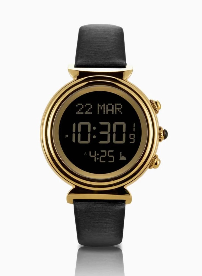 Al Fajr Women's Leather Digital Quartz Watch WF14L - 33 mm - Black