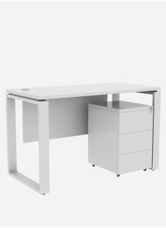 RIGID Single Seater Workstation Desk with Pedestal White 75x120x60cm  - Image 3
