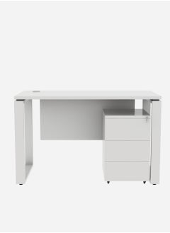 RIGID Single Seater Workstation Desk with Pedestal White 75x120x60cm  - Image 4