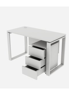 RIGID Single Seater Workstation Desk with Pedestal White 75x120x60cm  - Image 5