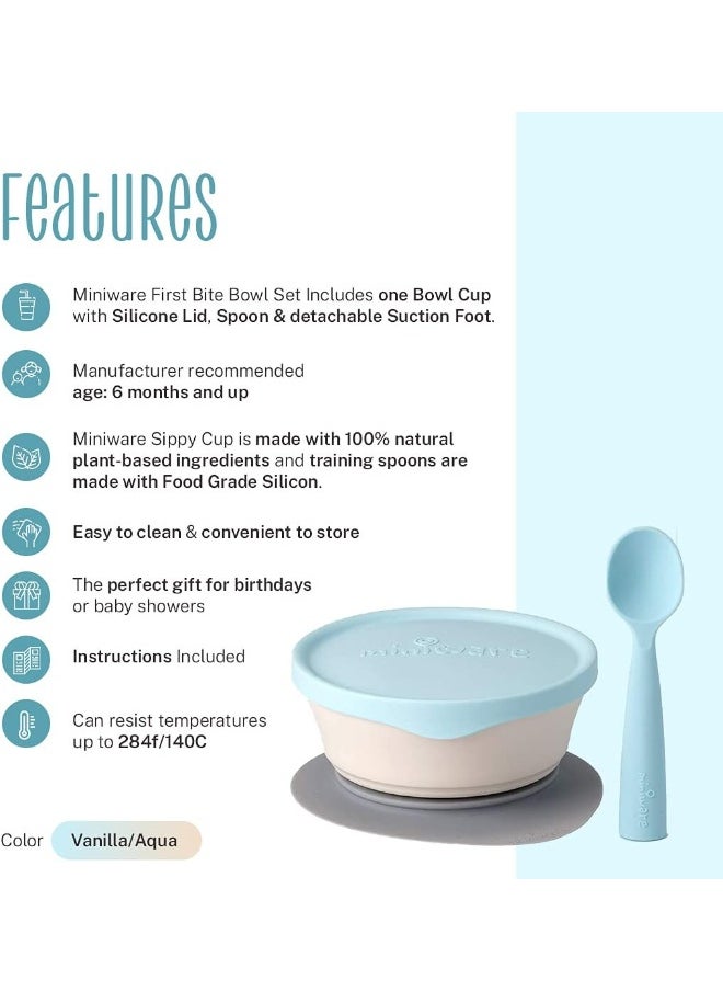 Miniware Miniware First Bites Set with Cereal Bowl, Detachable Suction Foot, and Training Spoon for Baby Toddler Kids  - Image 2
