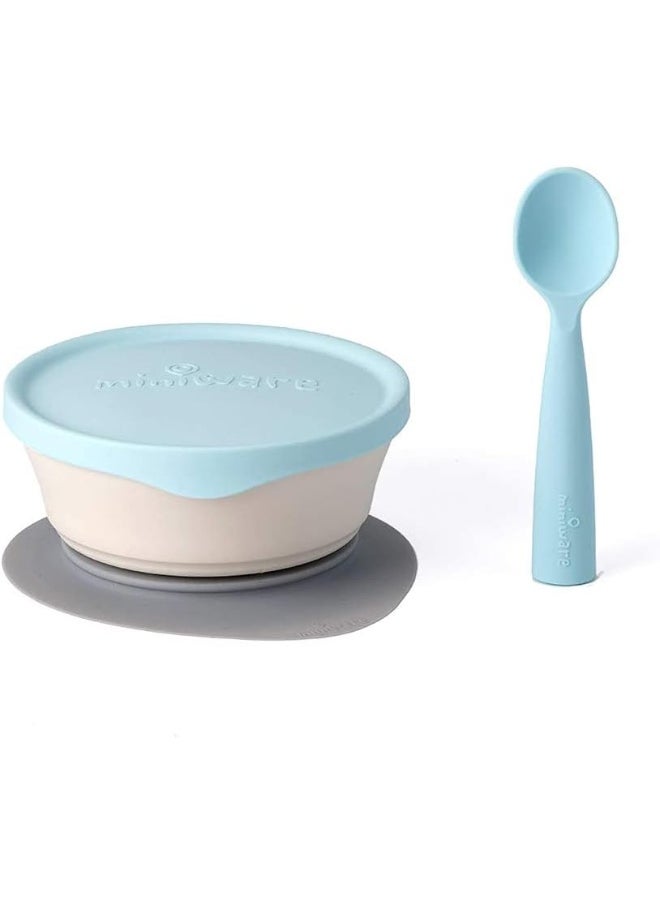 Miniware Miniware First Bites Set with Cereal Bowl, Detachable Suction Foot, and Training Spoon for Baby Toddler Kids  - Image 1