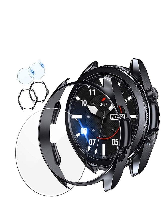 Screen Protector Compatible for Samsung Galaxy Watch 3 45mm Invisible Defender Tempered Protector and 2 Pack Tempered Glass Protective Film and 2 Pack TPU Watch Cover Accessories Set - Image 1