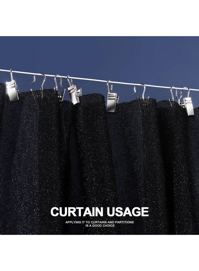 Teenitor Teenitor 100 PCS Small Curtain Hooks Curtain Clips Bag Clips, Stainless Steel Curtain Rod Hooks, S Hooks for Hanging Drapes Photos Tent Lights Party Decorations Art Craft, Silver  - Image 5