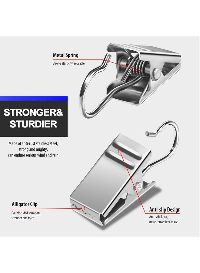 Teenitor Teenitor 100 PCS Small Curtain Hooks Curtain Clips Bag Clips, Stainless Steel Curtain Rod Hooks, S Hooks for Hanging Drapes Photos Tent Lights Party Decorations Art Craft, Silver  - Image 3