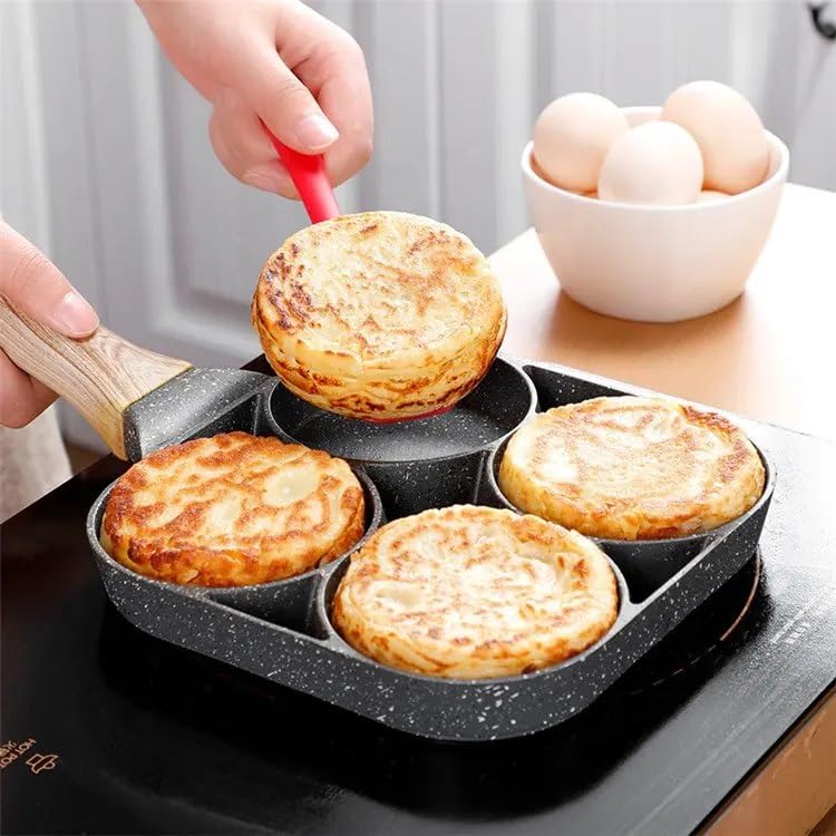 BHAKTVATSAL Egg Frying Pan, 4-Cup Egg Pan Nonstick, Fried Egg Pan Skillet for Breakfast, Pancake, Hamburger, Sandwiches, Suitable for Gas Stove & Induction Cookware  - Image 3