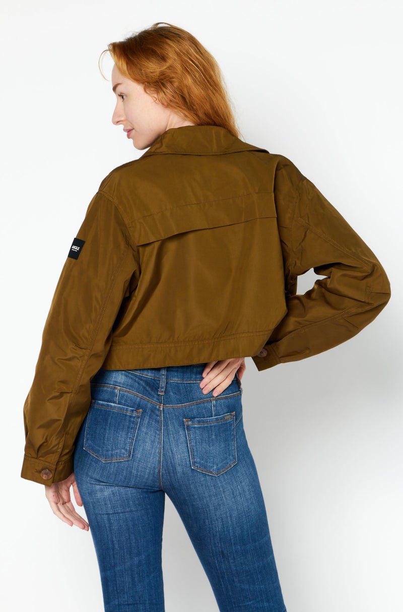 Aigle Women Solid Shirt Jacket, Khaki - Image 2