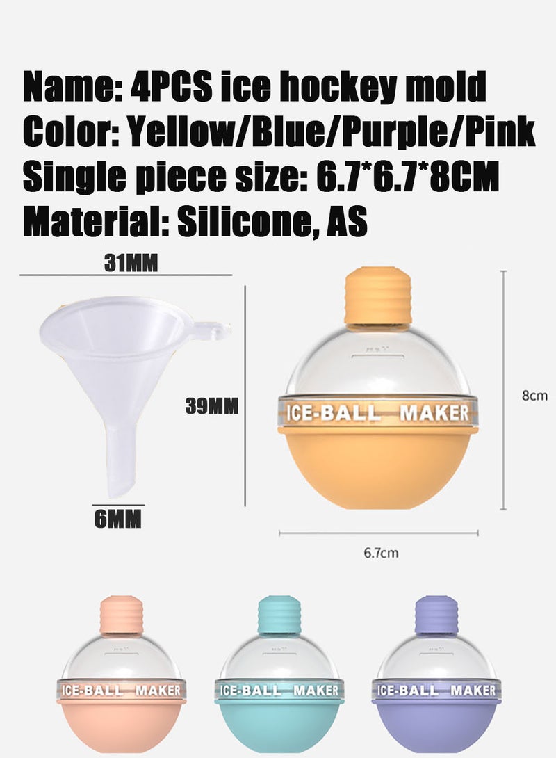 MissTiara Set of 4 New Creative Bulb Ice Molds with Funnel Large Round Ice Cube Ball Maker for Cocktail Whiskey Home Cold Drink Baby Food Jelly Chocolate BPA Free - Image 2