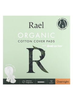 Rael Rael, Organic Cotton Cover Pads with Leak Locker, Overnight , 12 Count  - Image 1
