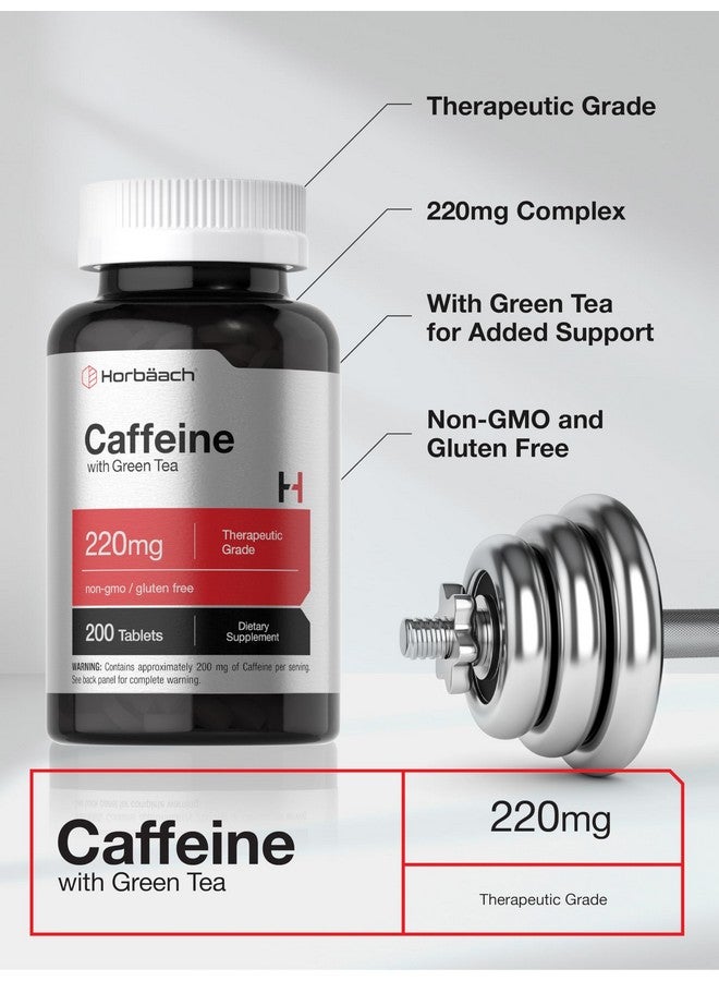 Horbäach Caffeine Pills 200mg | with Green Tea | 200 Tablets | Vegetarian, Non-GMO & Gluten Free - Image 4
