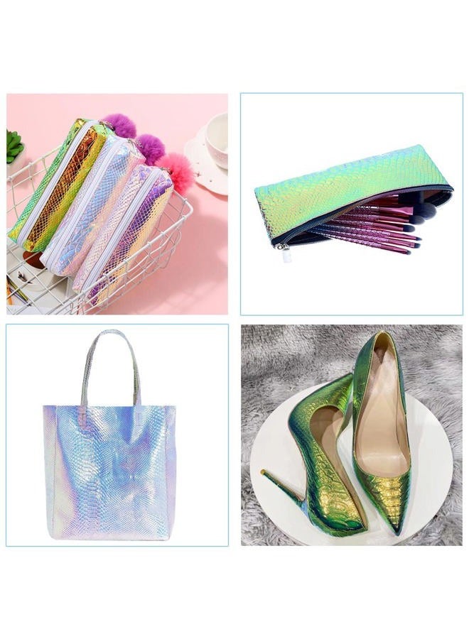 HYANG Holographic Snake Embossing Blue PU Faux Leather Sheets,Very Suitable for Making DIY Crafts,Handbags Leather Earrings, Bows,Sewing etc 1Rolls 12"X53" (30cmX135cm) - Image 5