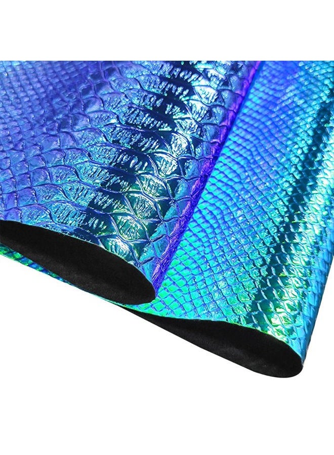 HYANG Holographic Snake Embossing Blue PU Faux Leather Sheets,Very Suitable for Making DIY Crafts,Handbags Leather Earrings, Bows,Sewing etc 1Rolls 12"X53" (30cmX135cm) - Image 2