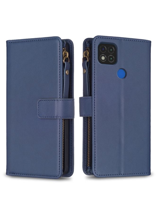 HuHa Case Cover For Xiaomi Redmi 9C 9 Card Slots Zipper Wallet Leather Flip Phone Case Blue 