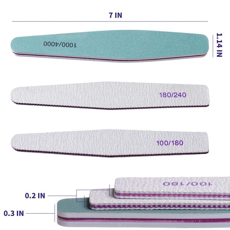 SWEET VIEW 14PCS Nail Files & Buffers for Natural, Gel, and Acrylic Nails | Emery Boards and Buffing Blocks Professional Kit (100/180/240/1000/4000 Grit) - Image 2