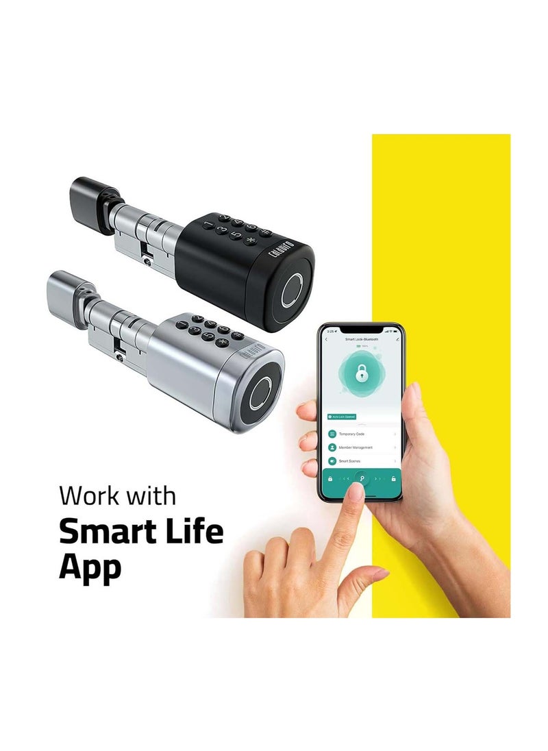 areb Areb SMART LOCK CYLINDER BLACK C1SLLWYB – Fingerprint, PIN Code, IC Card, Mechanical Key, Wi-Fi App Control, Auto-Lock, Anti-Theft Security for Home, Office, Commercial & Residential Use  - Image 4