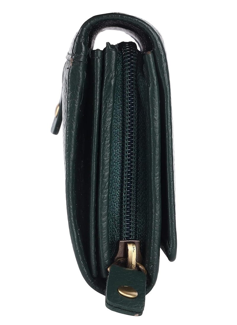 HAMMONDS FLYCATCHER Wallet for Women - Green Leather Purse for Women with RFID Protection, 8 Card Slots, and 5 Compartments - Ladies Wallet with Button Closure - Women's Wallet for Daily Use  - Image 3