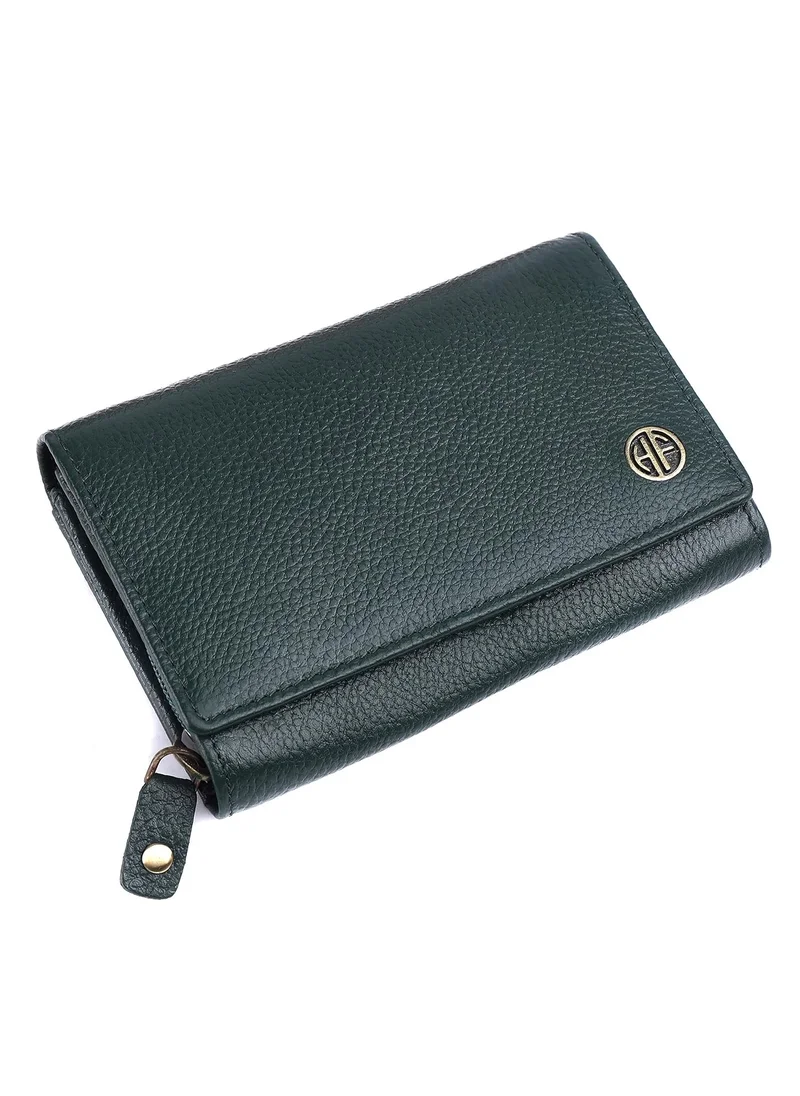 HAMMONDS FLYCATCHER Wallet for Women - Green Leather Purse for Women with RFID Protection, 8 Card Slots, and 5 Compartments - Ladies Wallet with Button Closure - Women's Wallet for Daily Use