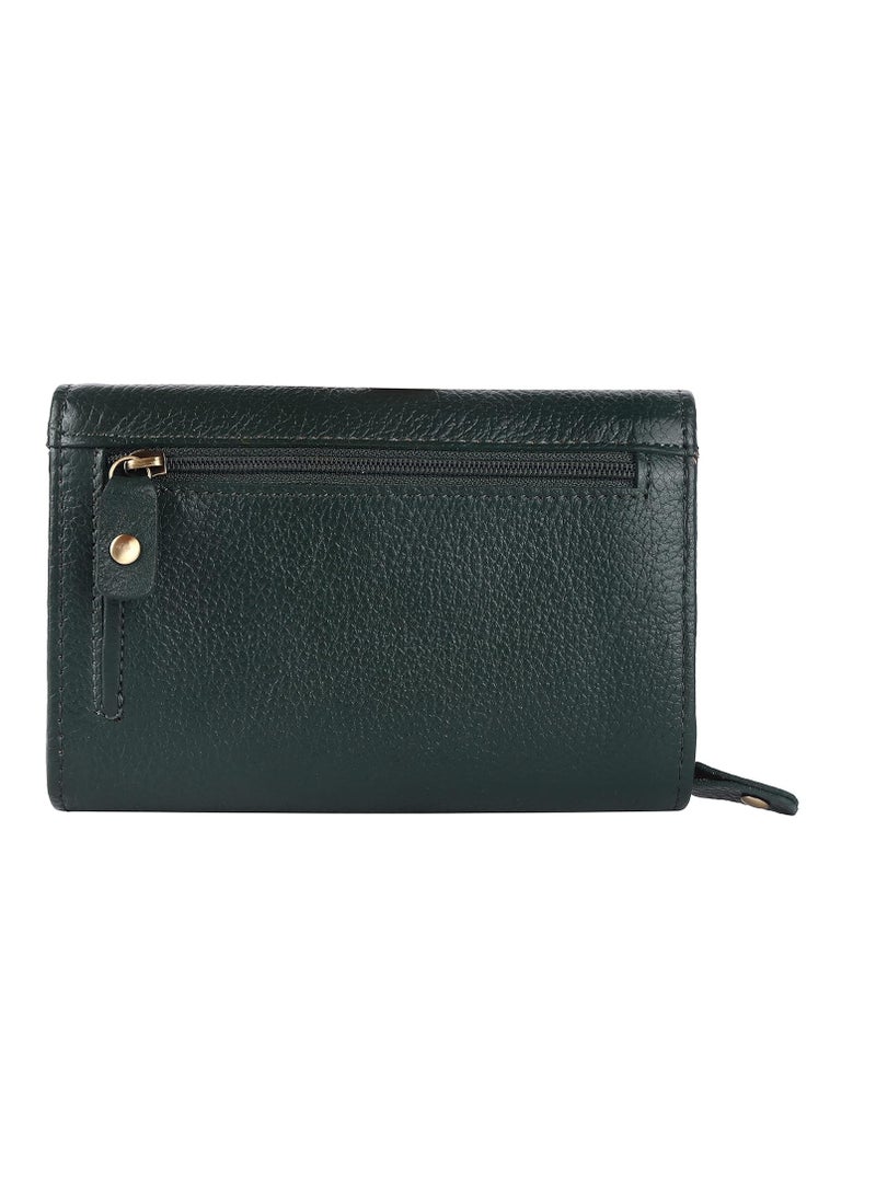 HAMMONDS FLYCATCHER - Wallet for Women - Green Leather Purse for Women with RFID Protection, 8 Card Slots, and 5 Compartments - Ladies Wallet with Button Closure - Women's Wallet for Daily Use - Image 1