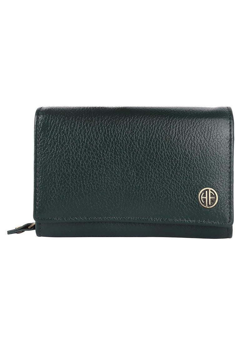 HAMMONDS FLYCATCHER - Wallet for Women - Green Leather Purse for Women with RFID Protection, 8 Card Slots, and 5 Compartments - Ladies Wallet with Button Closure - Women's Wallet for Daily Use - Image 1
