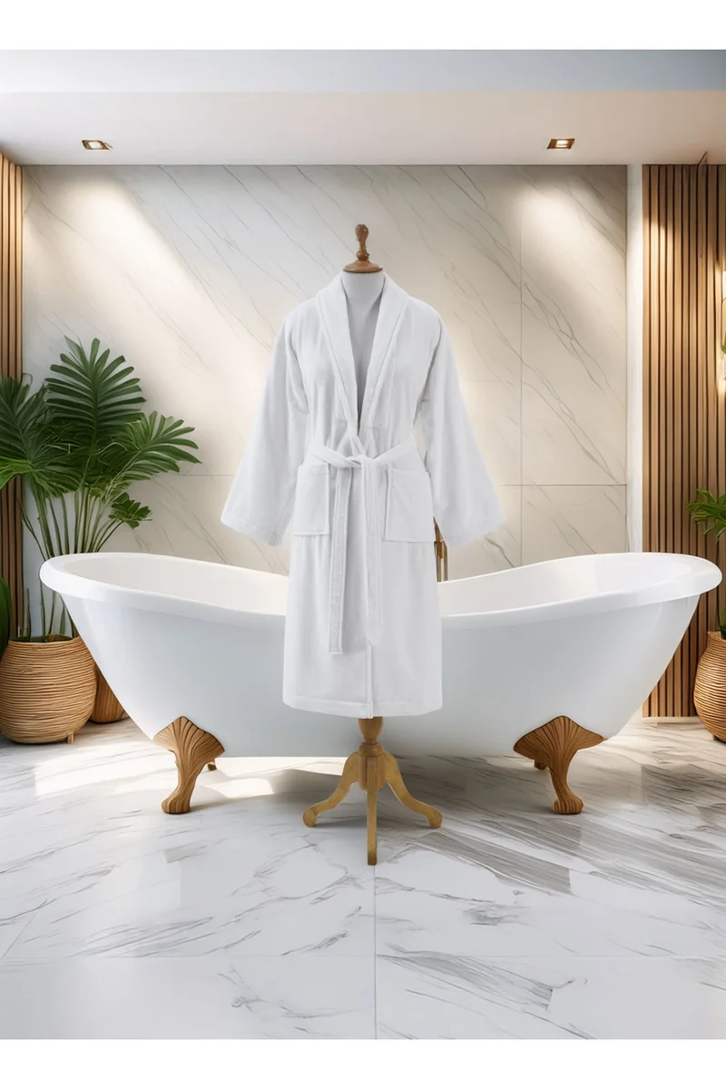 Donetella Unisex 100% Cotton Velour Bathrobe Large & Extra Large Size, 400 GSM, Luxurious & Absorbent, Soft Velvet Feel, Ankle-Length with Shawl Collar & Pockets