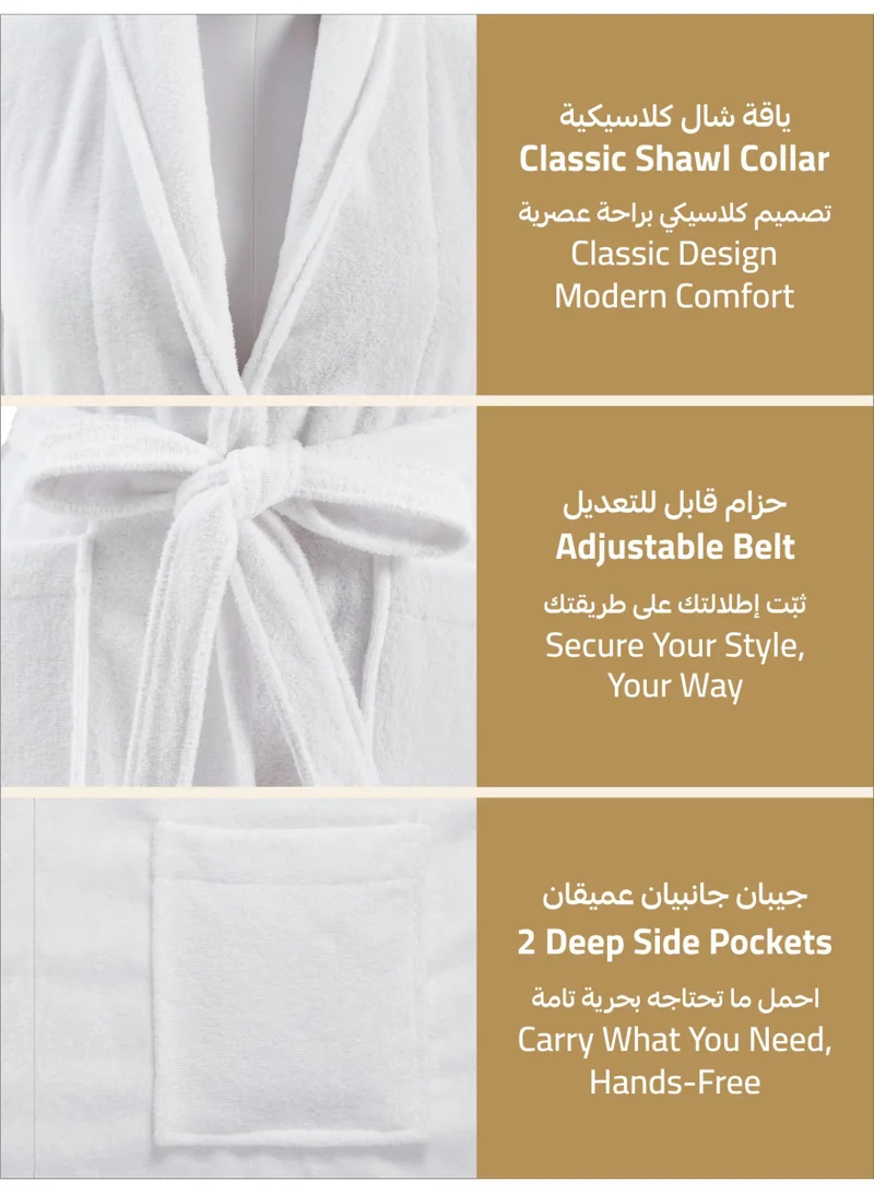 Donetella Unisex 100% Cotton Velour Bathrobe Large & Extra Large Size, 400 GSM, Luxurious & Absorbent, Soft Velvet Feel, Ankle-Length with Shawl Collar & Pockets