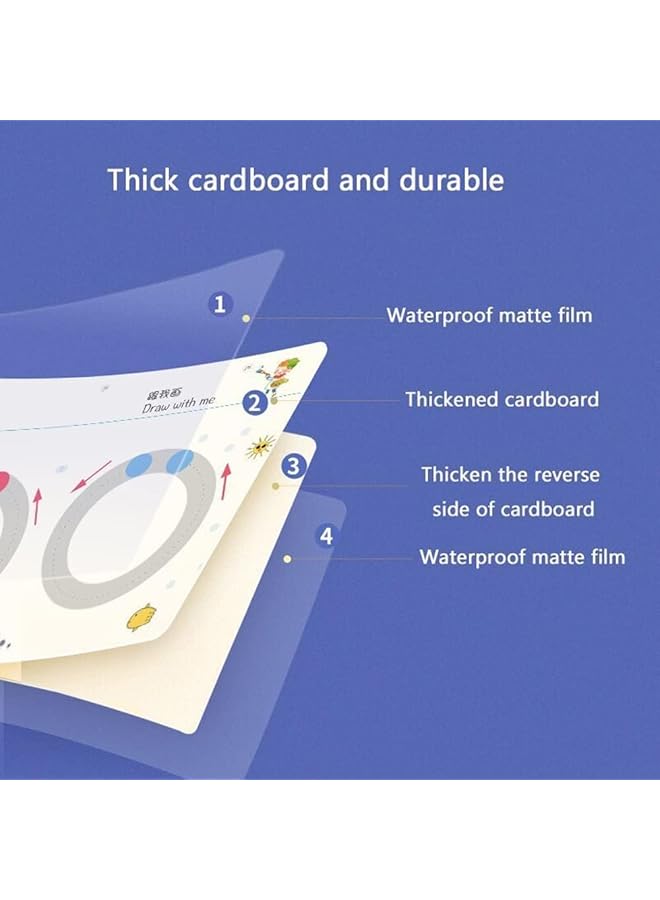 erorex Magical Tracing Workbook Set 64 Pages Reusable Calligraphy Copybook Practice Drawing Book For Kids Pen Control Training Drawing Book Handwriting Practice Copybook For Kids - Image 2