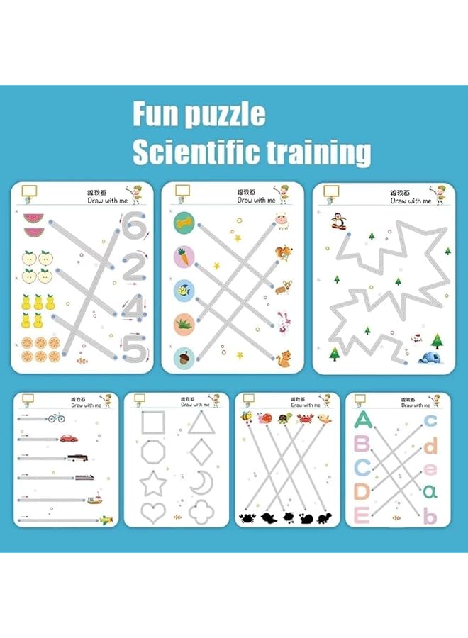 erorex Magical Tracing Workbook Set 64 Pages Reusable Calligraphy Copybook Practice Drawing Book For Kids Pen Control Training Drawing Book Handwriting Practice Copybook For Kids - Image 5