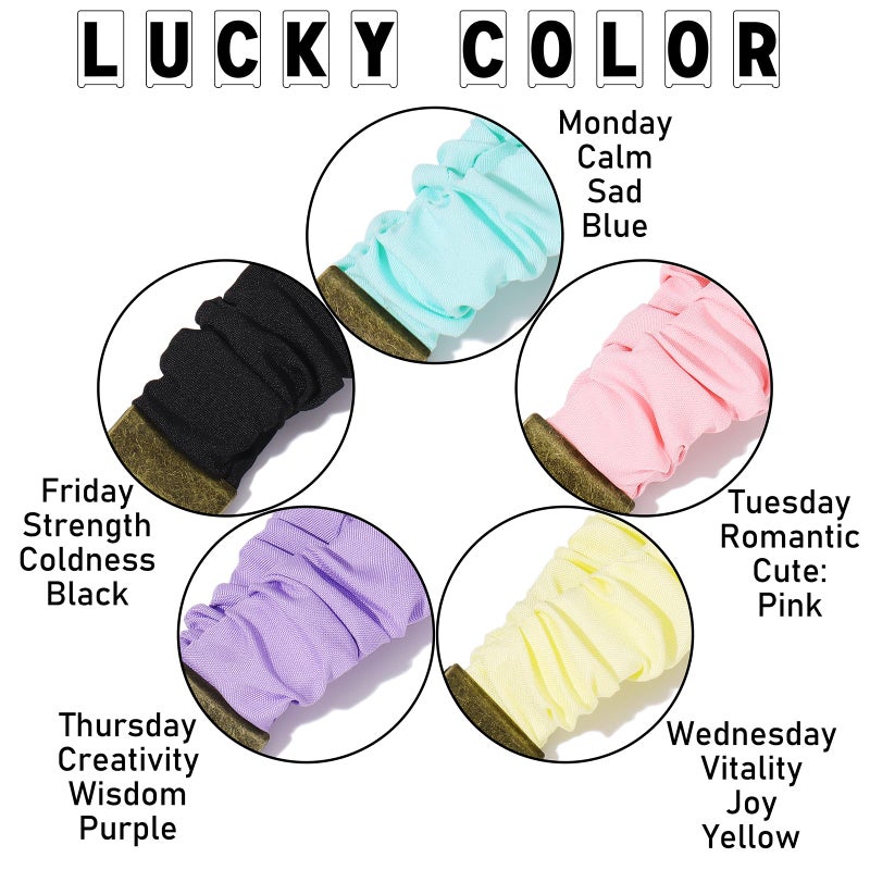 Coiris 5 Pairs Teacher Scrunchie Lanyard with Id Holder Mood Weekly Styles for Id Badges Cute Keys Stretchy Retractable Neck Colorful Breakaway Lanyard for School - Image 4
