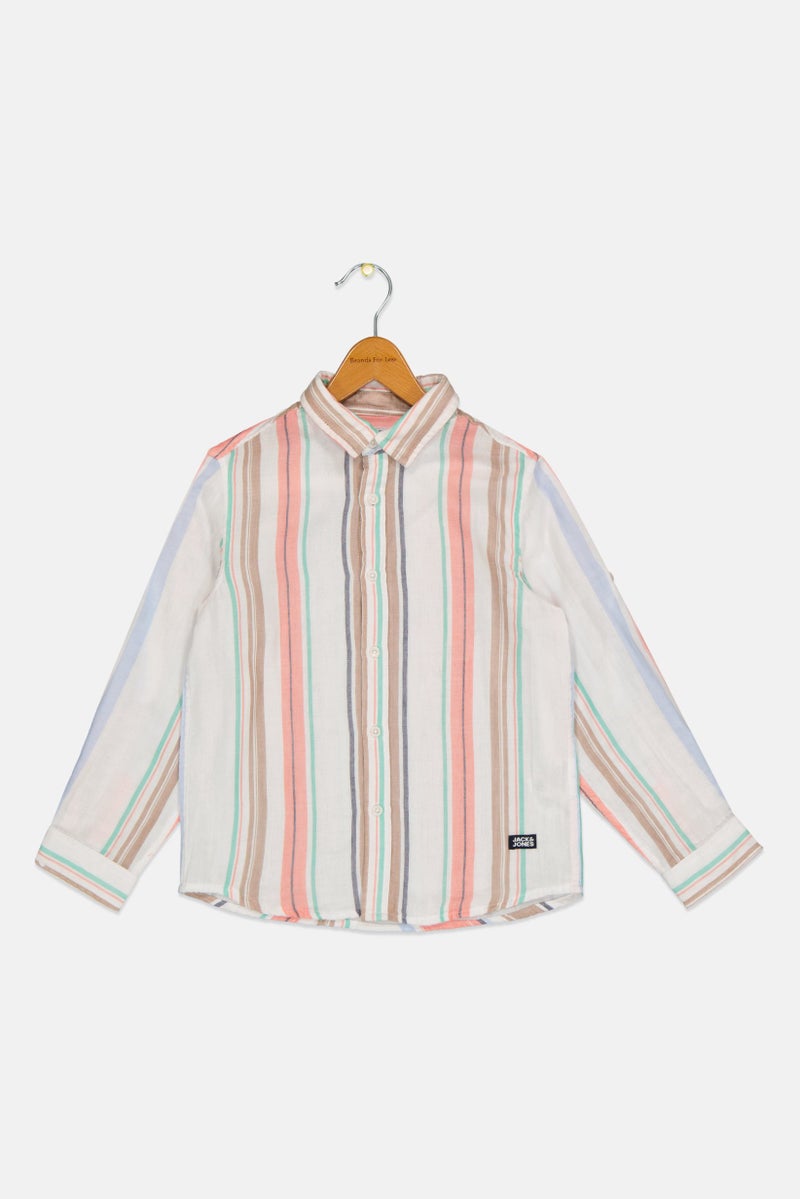 JACK & JONES Kids Boy Stripe Long Sleeve Casual Shirt, Multicolor - Image 2