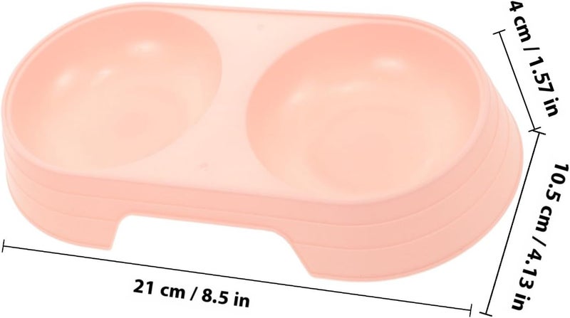 Uonlytech 8pcs Cat Feeding Double Bowl Set with Anti-Spill Design, Plastic Pet Food and Water Bowls for Indoor Cats, Candy Color Mix (Pink, Green, Apricot, Purple) - Image 2