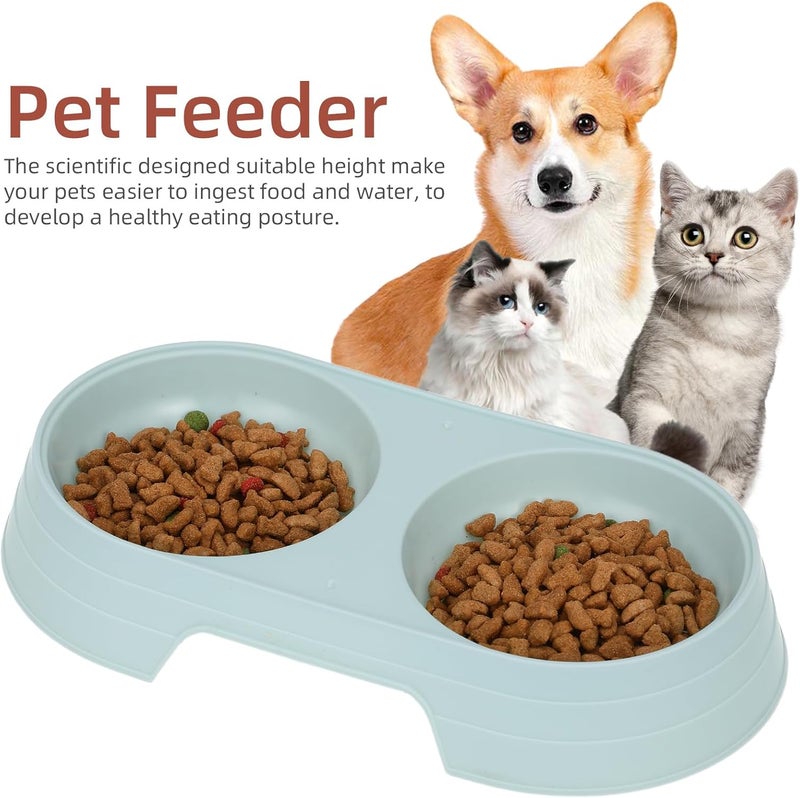 Uonlytech 8pcs Cat Feeding Double Bowl Set with Anti-Spill Design, Plastic Pet Food and Water Bowls for Indoor Cats, Candy Color Mix (Pink, Green, Apricot, Purple) - Image 3