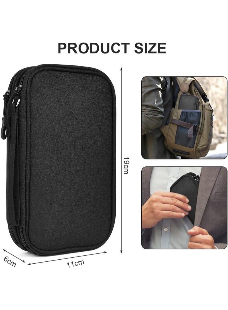 DIOTTI Waterproof Electronics Organizer Bag, Portable Double-Layer Travel Case for Cables, Chargers, Hard Drives, SD Cards, Tech Accessories（Black, 19 x 11 x 6 cm） - Image 2