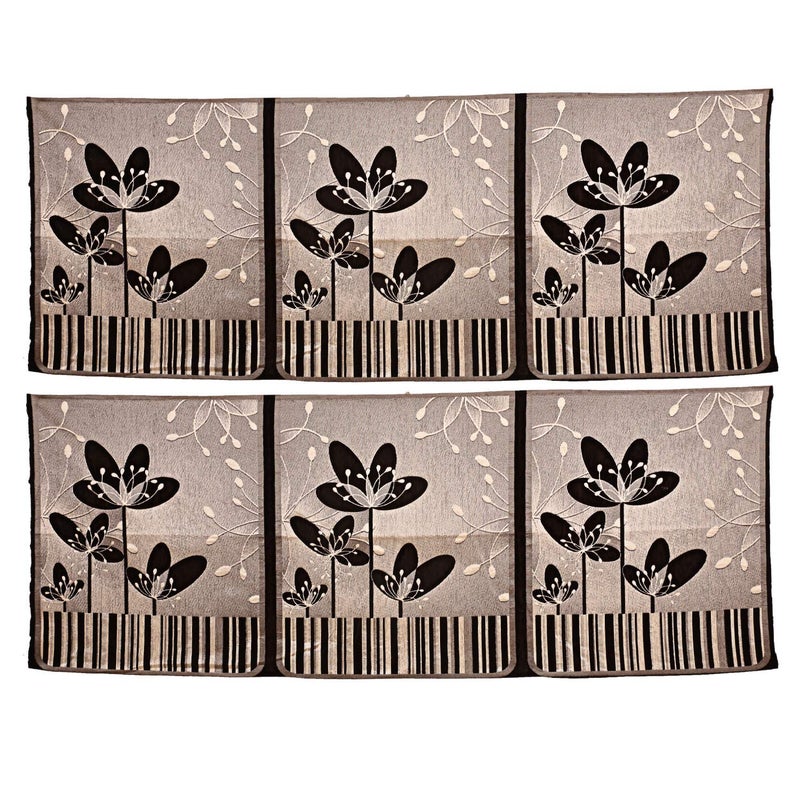 73Hours Velvet Floral 5 Seater Sofa Cover Set (Multicolour, Standard) - 6 Piece - Image 5