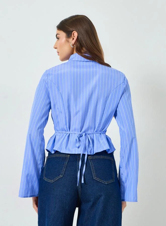 Take Two  Blue Striped Gathered Shirt for Women | Best Price UAE