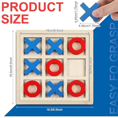 Seenelling Jumbo Wooden Tic Tac Toe Game Dementia Activities for Alzheimers Seniors with Matching and Puzzle Templates XO Chess Board Game for Elderly Engaging Table DecorBlue Red - Image 5