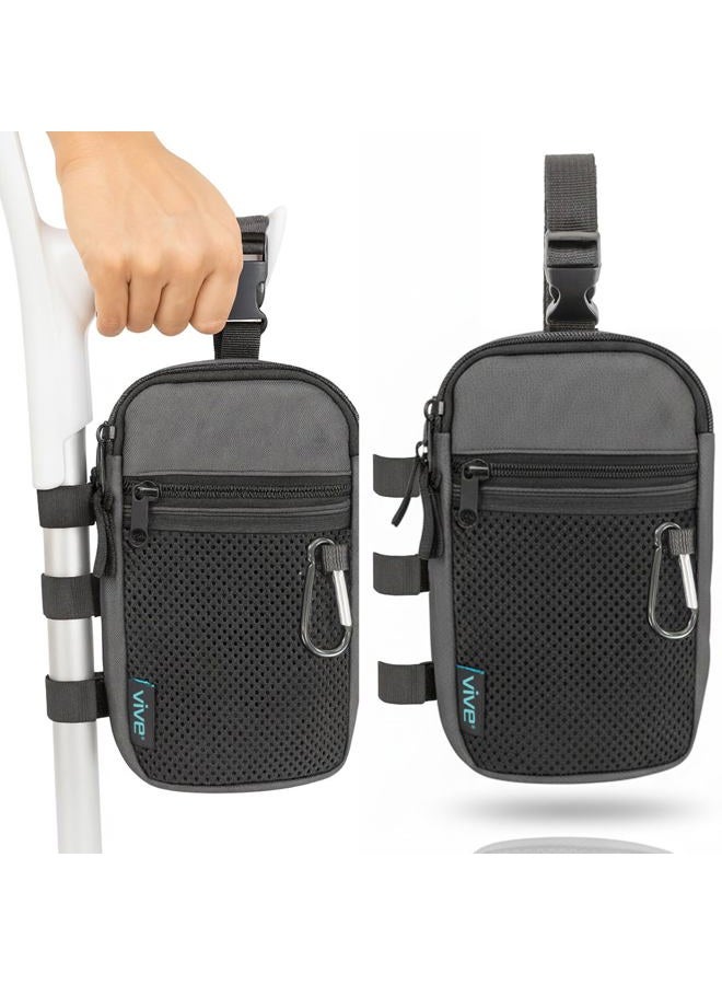 VIVE Crutch Bag - Water Resistant Storage Tote with Cup Holder - Organizer Pouch with Zipper for Adults & Kids - Hands Free Side Pocket - Cane Accessories for Knee Surgery & Broken Ankle Help - Image 1