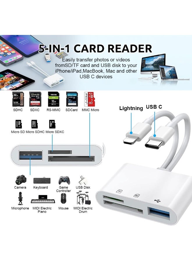 ELEPHANTBOAT® 6 in 1 USB C Card Reader, TYPE C & Light-ning Plug, SD/TF Card Reader with USB Interface, Universal Multifunctional Card Reader - Image 2