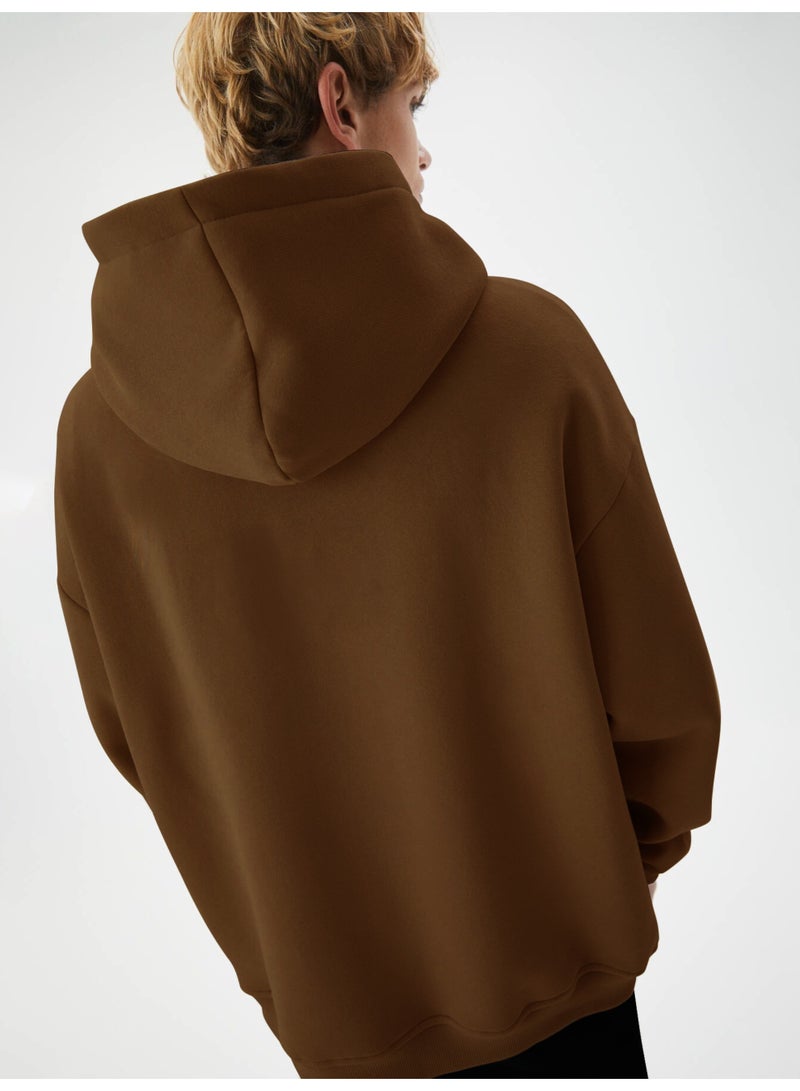 Maniac Mens Printed Hooded Neck Full Sleeve Brown Cotton Sweatshirt - Image 3