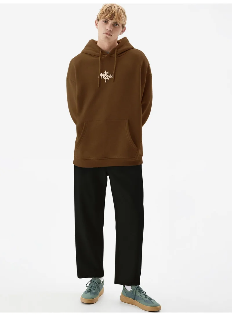 Maniac  Maniac Mens Printed Hooded Neck Full Sleeve Brown Cotton Sweatshirt for Men | Best Price UAE