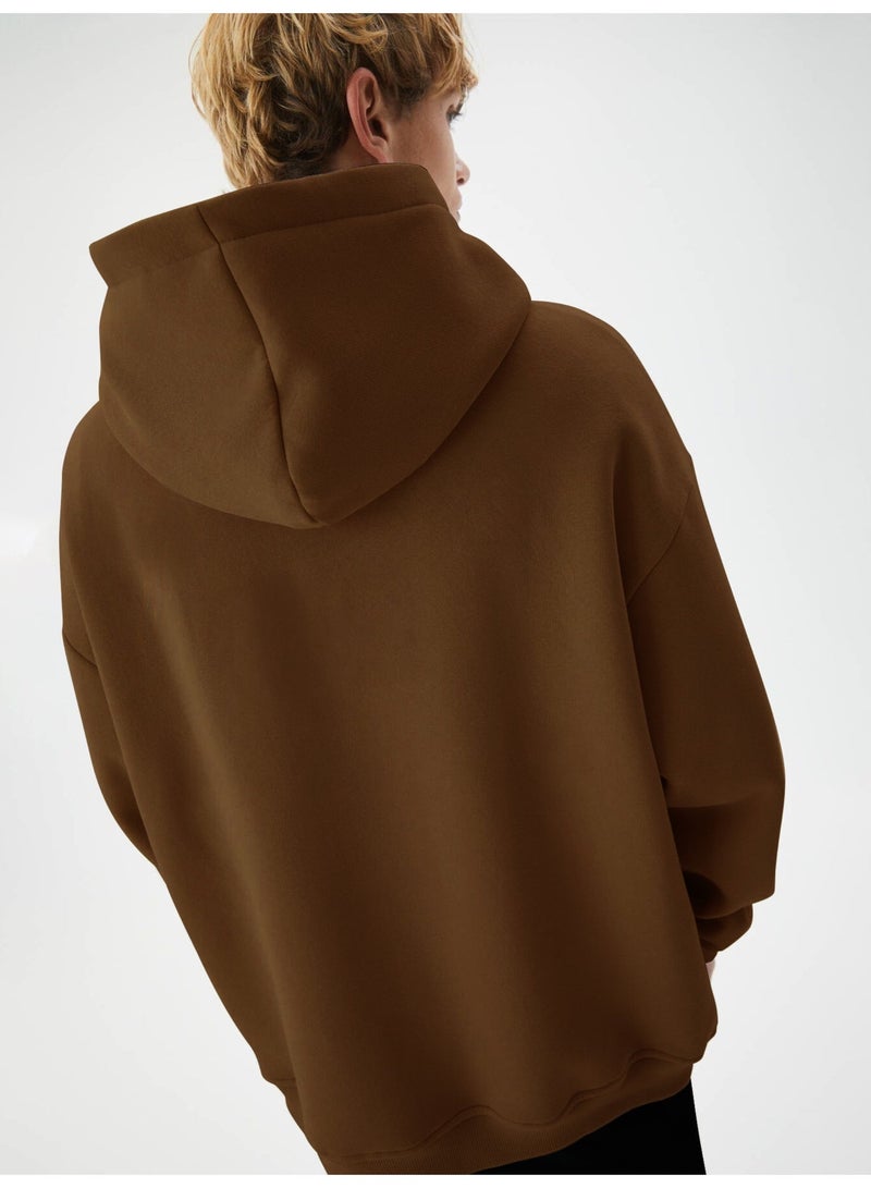 Maniac Mens Printed Hooded Neck Full Sleeve Brown Cotton Sweatshirt - Image 3