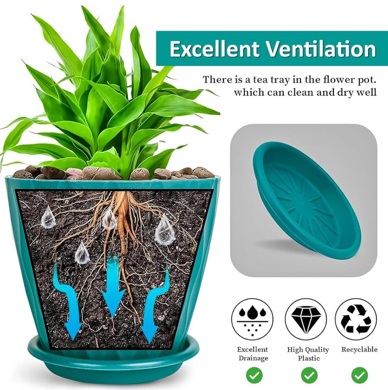 Rorian Pack of 5 Round Flower Pots for Home Planters, Terrace, Garden Etc | Multicolor | Suitable for Home Indoor & Outdoor Gardening Plants(Mix Colour) (Style 1) - Image 3