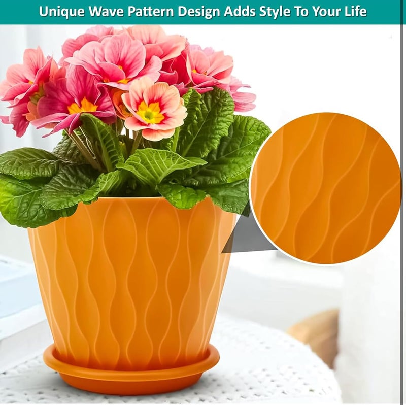 Rorian Pack of 5 Round Flower Pots for Home Planters, Terrace, Garden Etc | Multicolor | Suitable for Home Indoor & Outdoor Gardening Plants(Mix Colour) (Style 1) - Image 2
