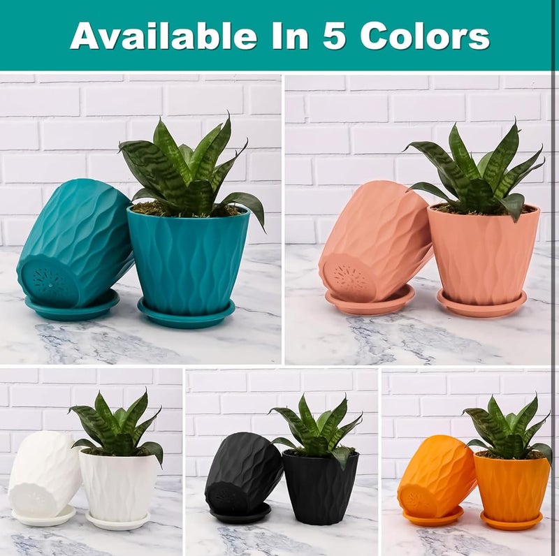 Rorian Pack of 5 Round Flower Pots for Home Planters, Terrace, Garden Etc | Multicolor | Suitable for Home Indoor & Outdoor Gardening Plants(Mix Colour) (Style 1) - Image 5