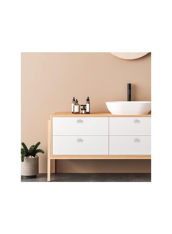 promass 10Pcs 50mm Kitchen Handles with Screws Stainless Steel T Cupboard Handle,Silver Pulls for Kitchen Cabinets and Dressers - Image 5