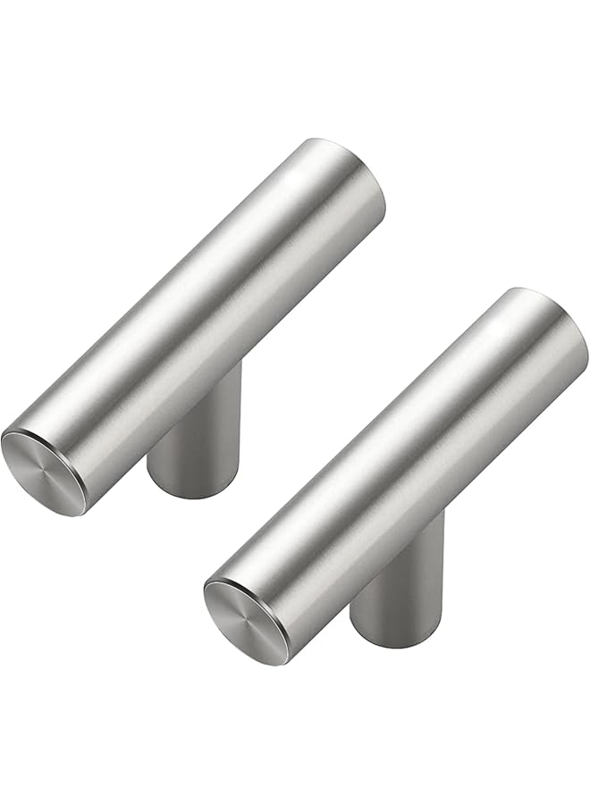 promass 10Pcs 50mm Kitchen Handles with Screws Stainless Steel T Cupboard Handle,Silver Pulls for Kitchen Cabinets and Dressers - Image 1