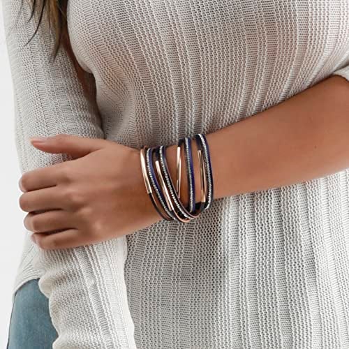 Artilady Leather Wrap Bracelet for Women-Boho Multi Layered Stackable Bracelets Bangle With Magnetic Clasp Jewelry for Women Trendy - Image 2