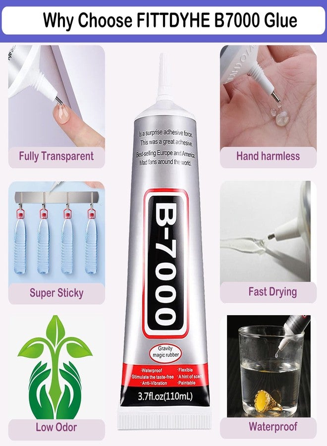FITTDYHE B7000 Adhesive Rhinestones Glue for Crafts, 2PCS 110ml / 3.7 fl oz with 5 Dotting Pen Tool, Wax Pencil and Tweezer, Jewelry Glue for DIY Craft, Makeup, Shoes, Jewelry Making, Nail Art - Image 5