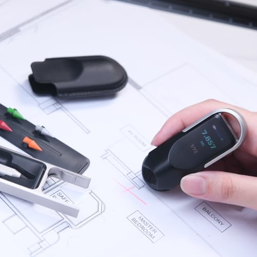 HOZO NeoRulerGO 41Pcs Premium Gift Combo, Digital Rolling Tape Measure with Laser for Flat Curved Diameter Odd Shapes, Unique Gift for Men, Dads, Architects, Designer - Black Microfiber Leather Case - Image 2