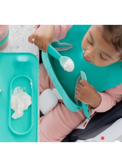 Busy Baby BUSY BABY Bungee Bib & Utensils Bundle | Silicone Bib for Babies & Toddlers with Tethers to Attach Utensils and Keep Them Off The Floor | Dishwasher Safe, BPA Free  - Image 5
