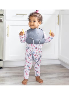 Busy Baby BUSY BABY Bungee Bib & Utensils Bundle | Silicone Bib for Babies & Toddlers with Tethers to Attach Utensils and Keep Them Off The Floor | Dishwasher Safe, BPA Free  - Image 2